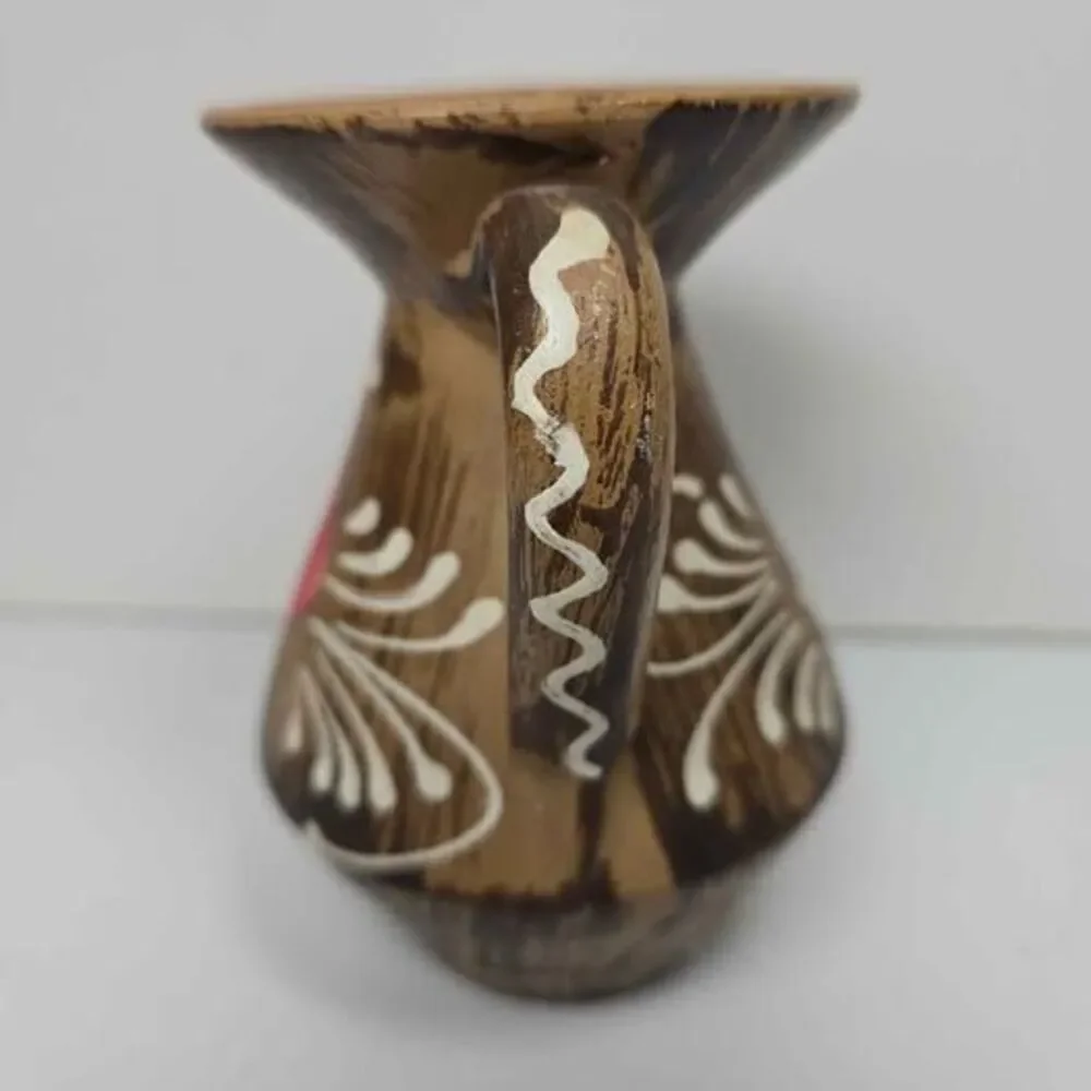 Vintage Hand-Painted Italian Pottery Double-Handled Vase Folk Art Pottery 5